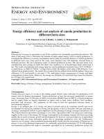 Energy efficiency and cost analysis of canola production in different farm sizes