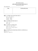 Đề + ĐA KT phần phân tích đa thức