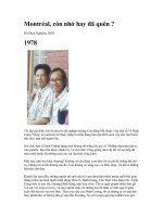 Montréal, còn nhớ hay đã quên