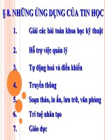 Cac ung dung cua tin hoc