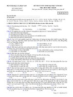 ĐỀ THI TUYỂN SINH ĐẠI HỌC NĂM 2012 Môn: HOÁ HỌC; Khối B mã đề  572 