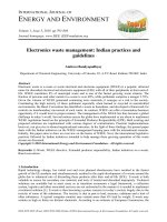 Electronics waste management: Indian practices and guidelines