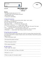 Đề kiểm tra 1T Anh 6(tiết 90)