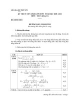 Đáp án Toán vào lớp 10 ( hệ số 1)