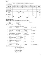 Đề thi học kỳ 1, tiếng anh 9 hot nhất