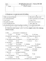 Đề anh 9 -đáp án