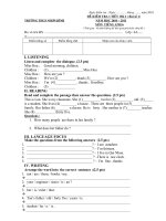 Đề kiểm tra TA 6 Bài số 1