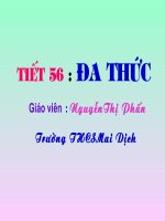 Đại số 7 - Tiết 56: Đa thức