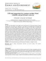 CFD and comparisons for a pump as turbine: Mesh reliability and performance concerns