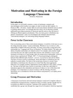 Motivation and Motivating in the Foreign Language Classroom