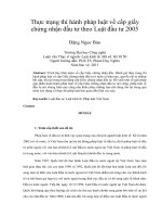 Thực trạng thi hành pháp luật về cấp giấy  chứng nhận đầu tư theo Luật đầu tư 2005