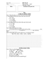 Đề thi lại môn Hóa 8