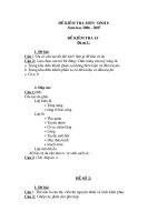 Đề kiểm tra 15 phút cả năm