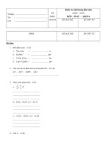 De Kiem Tra CLDN Toan 6 (09-10) - Dap An