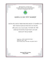 BƢỚC ĐẦU HOÀN THIỆN PHƢƠNG PHÁP VÀ NGHIÊN CỨU MỨC ĐỘ ĐA DẠNG DI TRUYỀN CÂY ĐƢNG (Rhizophora mucronata Lamk.) TẠI KHU DỰ TRỮ SINH QUYỂN RỪNG NGẬP MẶN CẦN GIỜ BẰNG KỸ THUẬT RAPD 