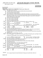 Đề thi thử môn sinh mã 109