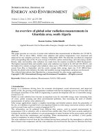 An overview of global solar radiation measurements in Ghardaïa area, south Algeria