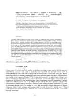 RELATIONSHIP BETWEEN ALLOCHTHONOUS DOC CONCENTRATION AND A SPECIFIC UV254 ABSORBANCE (SUVA) AT A MESO-STRATIFIED RESERVOIR
