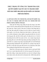 THỰC TRẠNG VỀ CÔNG TÁC THANH TRA GIẢI QUYẾT KHIẾU NẠI TỐ CÁO VÀ TRANH CHẤP ĐẤT ĐAI TRÊN ĐỊA BÀN QUẬN KIẾN AN THÀNH PHỐ HẢI PHÒNG