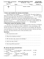 Kiem tra 45'''' Anh 7 (Bai so 1)