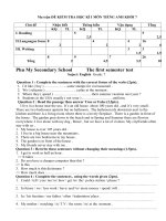 Đề thi HK I - Tiếng Anh 7