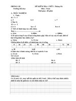 Đề & đáp án kiểm tra tháng 10  Toán  3