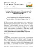Photodegradation and removal of phenol and phenolic derivatives from petroleum refinery wastewater using nanoparticles of TiO2