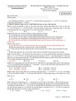 ĐỀ THI KHẢO SÁT CHẤT LƯỢNG LẦN 3 – NĂM HỌC 2011-2012  MÔN VẬT LÝ 12 TRƯỜNG THPT NÔNG CỐNG 2