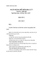 Đề kiểm tra 15 phút HKI - Dịa Lí 7