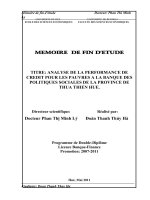 ANALYSE DE LA PERFORMANCE DE CREDIT POUR LES PAUVRES a LA BANQUE DES POLITIQUES SOCIALES DE LA PROVINCE DE THUA THIEN HUE 