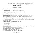 Đề thi vào lớp chọn 9 ( 09/10) có đáp án