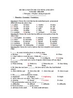 đề tuyển sinh lớp 10 Anh văn