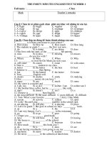 Đề KIểm Tra Số 1 Anh 6, 7