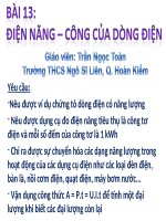 Tiet 13 - Bai 13 Dien nang, cong cua dong dien