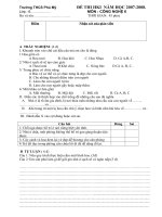 Đề thi Học kì I  - Môn Công nghệ 6