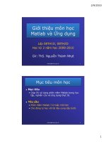 Giới thiệu môn học Matlab và Ứng dụng