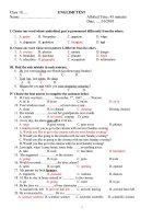 KIỂM TRA 1 TIẾT LỚP 10- THÁNG 10