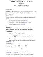 ĐỊNH LÍ LAGRANGE VÀ ỨNG DỤNG