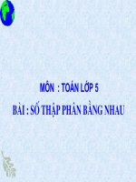 Toán 5 bài Số thập phân bằng nhau
