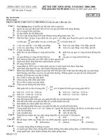 Đề thi thử môn sinh mã 112