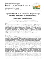 Experimental study on the performance of a prism-shaped integrated collector-storage solar water heater