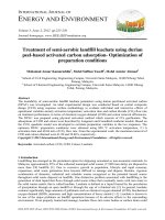 Treatment of semi-aerobic landfill leachate using durian peel-based activated carbon adsorption- Optimization of preparation conditions