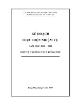 KẾ HOẠCH PHÁT TRIỂN SNGD NĂM HỌC 2010-2011 TRƯỜNG THCS ĐÔNG PHÚ, ĐÔNG SƠN