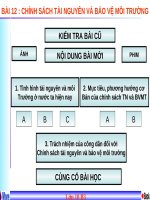 BÀI 12 : CHÍNH SÁCH TÀI NGUYÊN VÀ BẢO VỆ MÔI TRƯỜNG