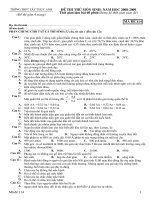 Đề thi thử môn sinh mã 114