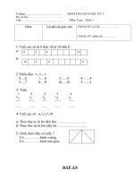 Đề Kiểm tra giữa kỳ I_Toán lớp 1