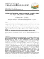 Ecological performance of a generalized irreversible Carnot heat engine with complex heat transfer law