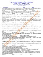 ĐỀ THI THỬ ĐẠI HỌC SỐ 33 NĂM 2012 MÔN VẬT LÝ KHỐI A, A1, V