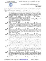 ĐỀ THI KHẢO SÁT LẦN IV NĂM HỌC 2011 - 2012 Môn VẬT LÍ – LỚP 12 TRƯỜNG THPT CHUYÊN THÁI BÌNH