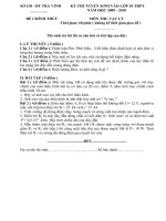 Đề thi và đáp án tuyển sinh lớp 10 THPT tỉnh Trà Vinh.